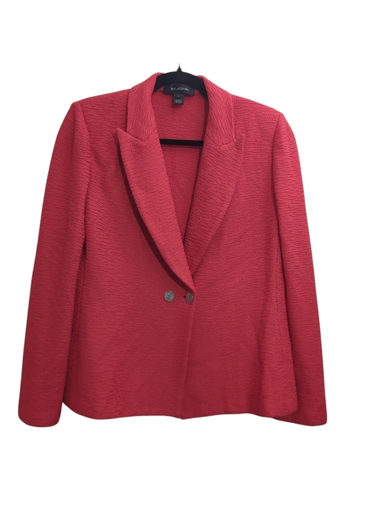 St. John Jackets & Blazers - St. John Collection Pre-Fall 2021 Textured Knit Blazer Coral Red Sz 6 Designer